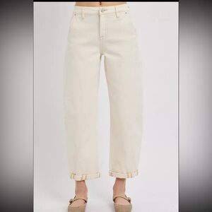 RISEN High Rise Relaxed Barrel Cuffed Jeans
